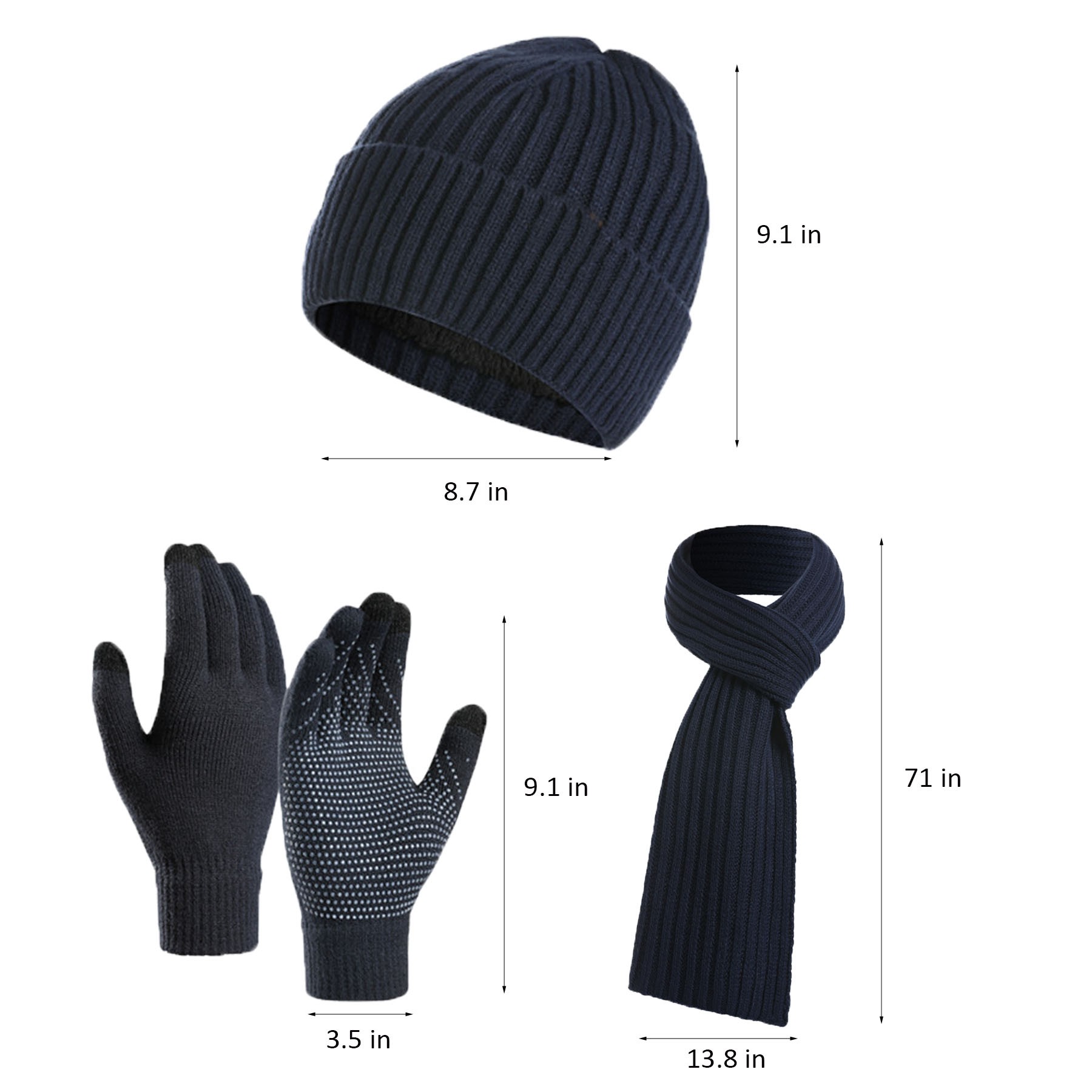 Knit Scarve Glove Hat Set 6