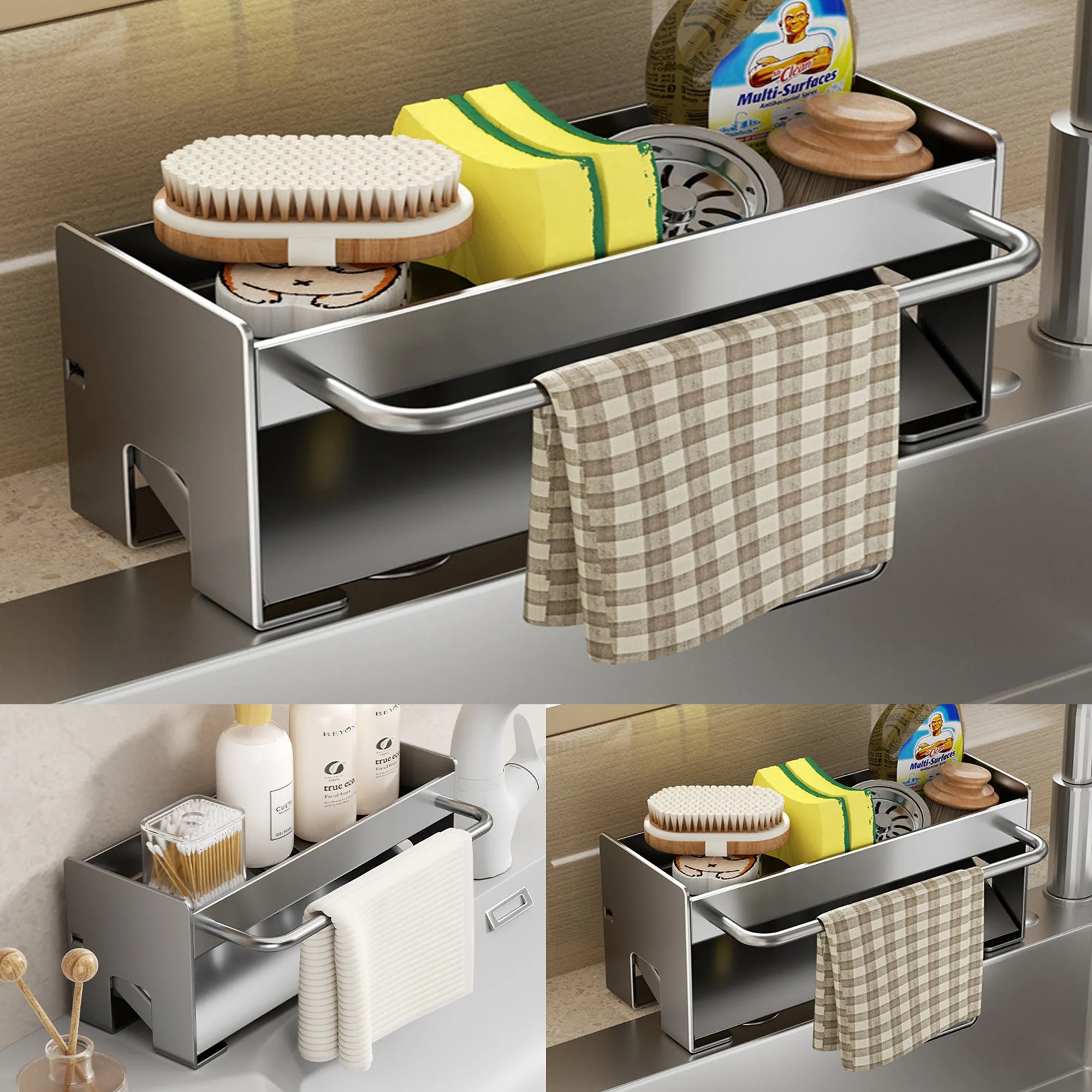 Floor-Standing Countertop Drain Rack for Sink Rags & Wipes 2