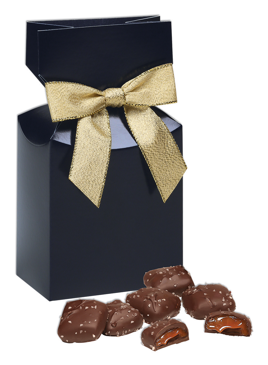 Chocolate Sea Salt Caramels in Navy Premium Delights Gift Box 3