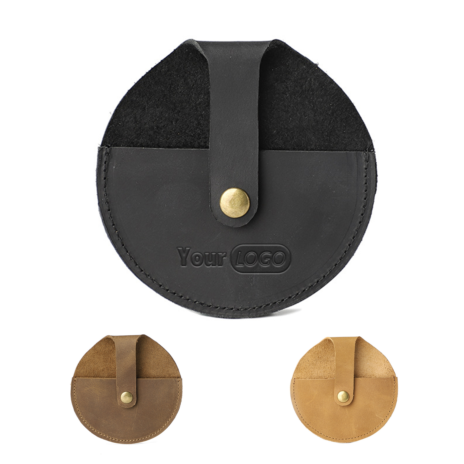 Genuine Leather Round vintage coin storage bag 1