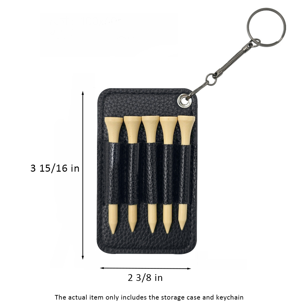 Golf Tee and Divot Tool Keychain Set Faux Leather Holder 1