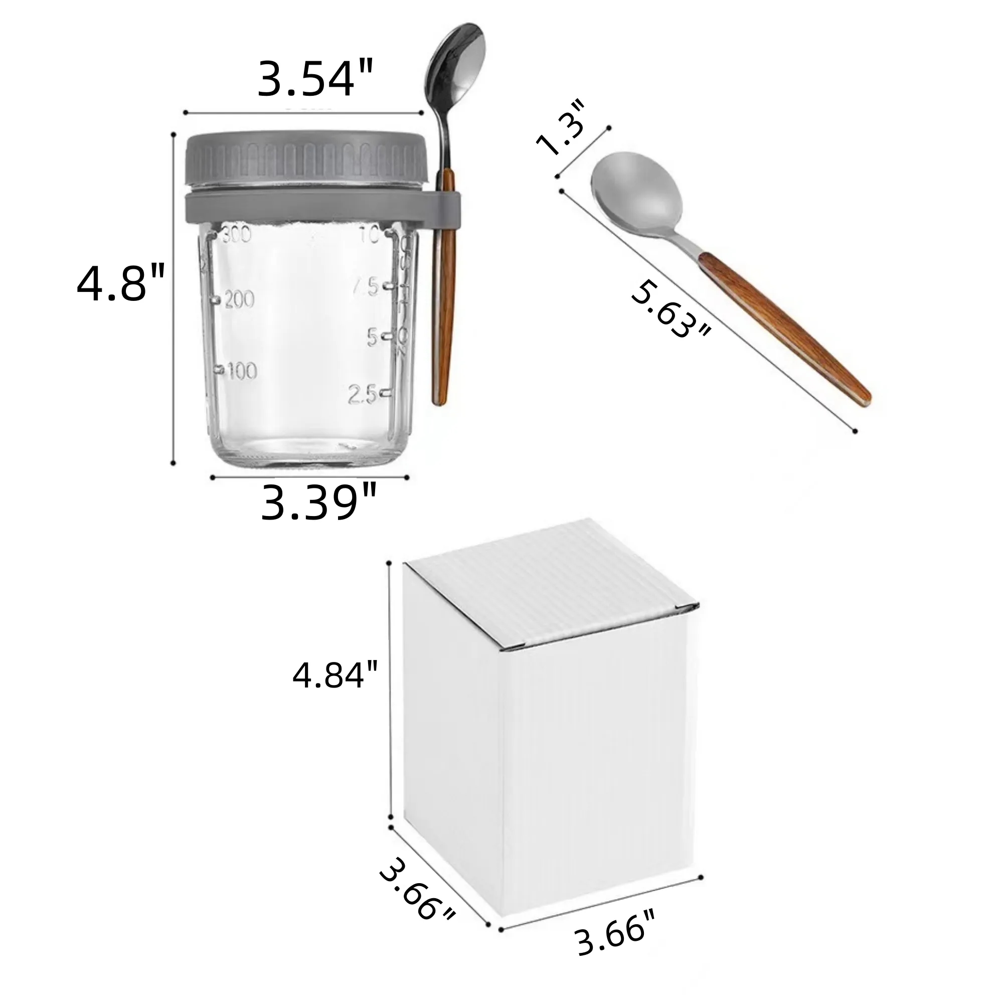 12oz Overnight Breakfast Cup With Measuring Marks And Spoon 6