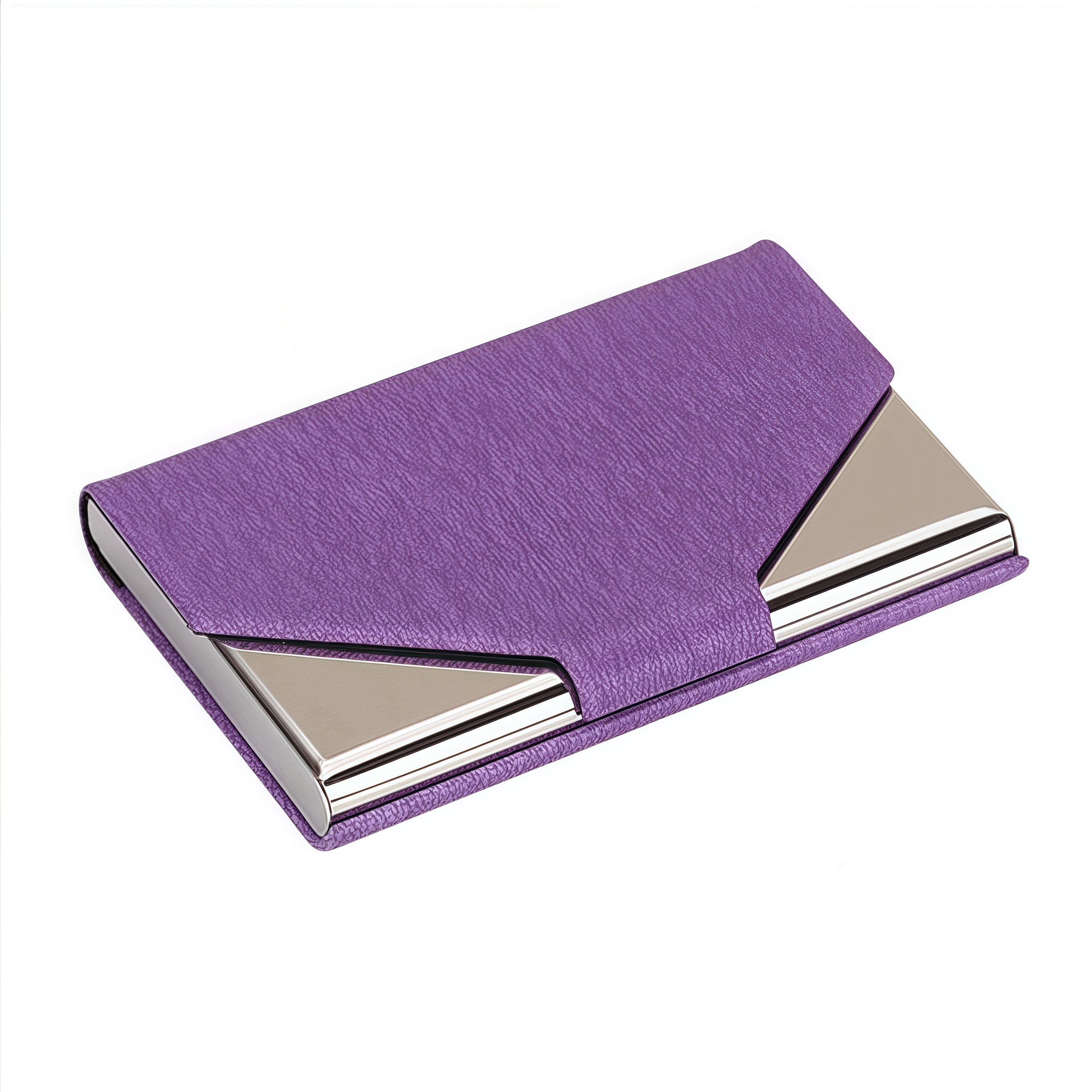 Metal Business Card Holder Office Gift Promotional Stainless Steel PU Card Case with Strong Magnet 3