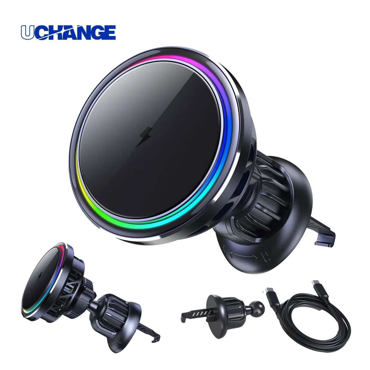 Qi2 MagSafe 15W Magnetic Car Wireless Charger with LED 7