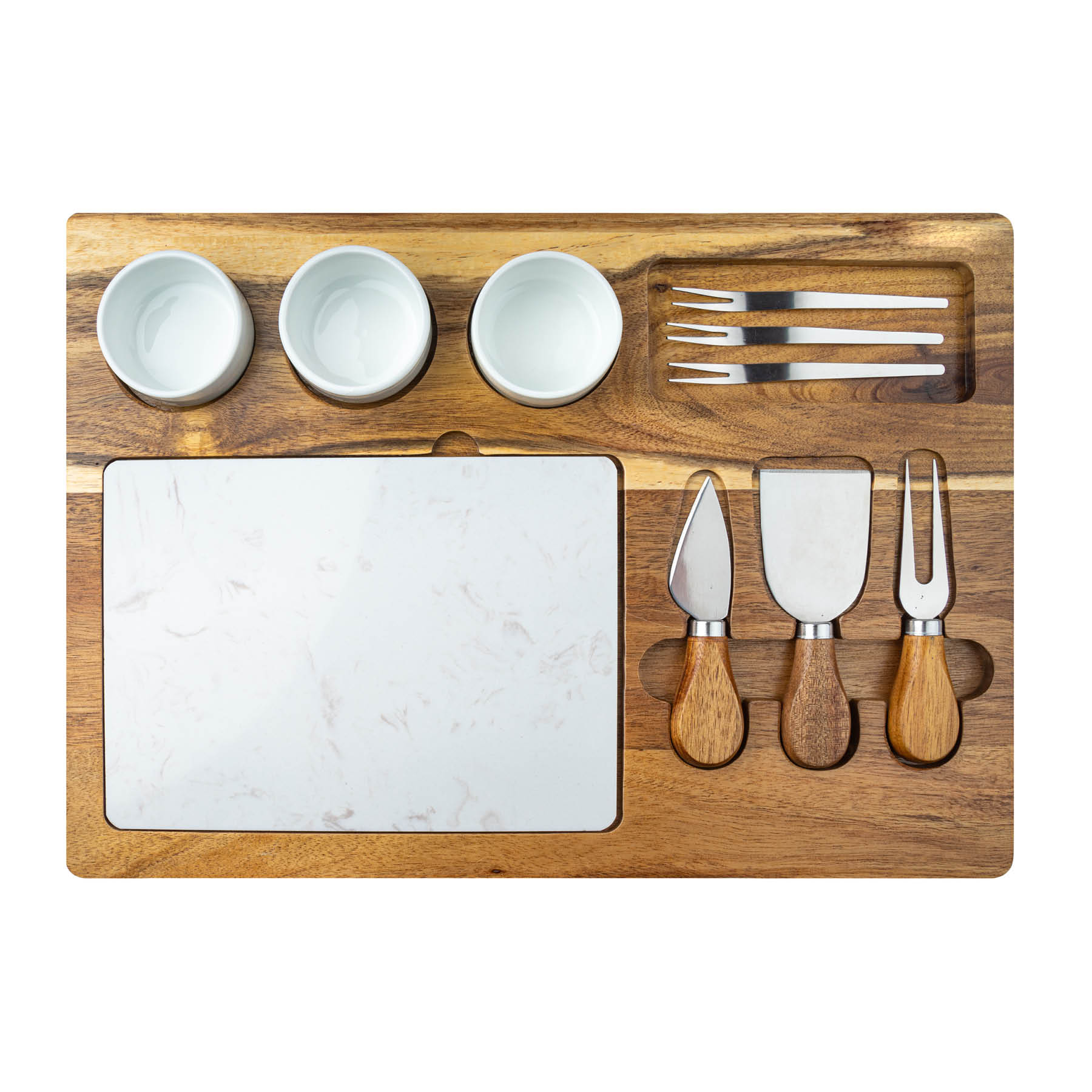 Milton 11-Piece Acacia Wood Cheese Set 6