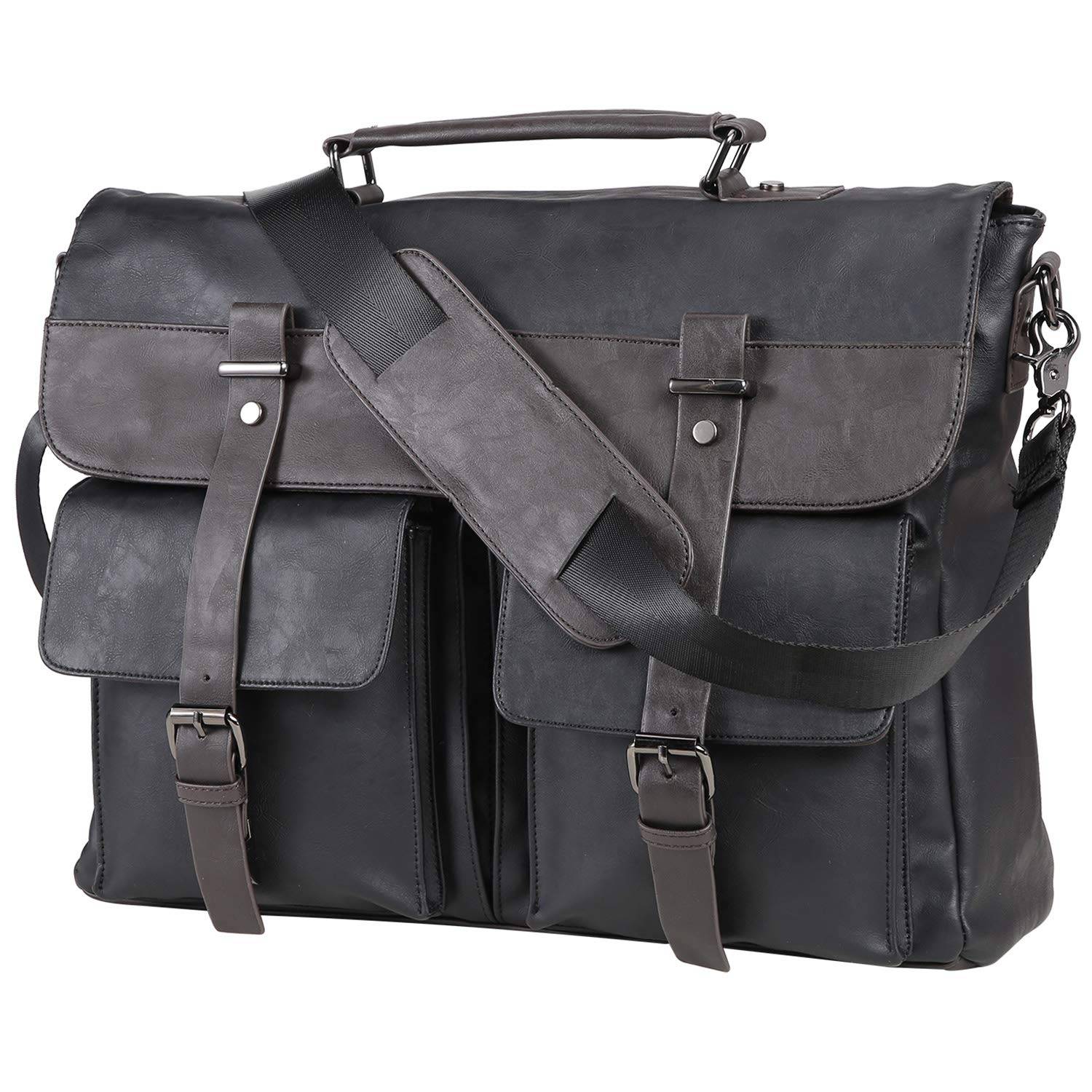 17.3 Inch Vintage PU Leather Laptop Bag Briefcase Satchel 5