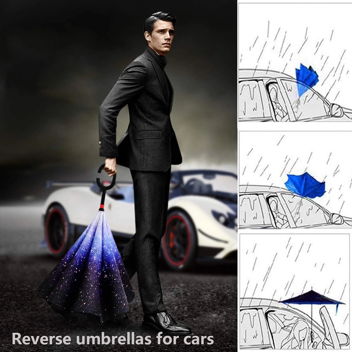Double Layer Inverted Umbrella With C-Shaped Handle 6