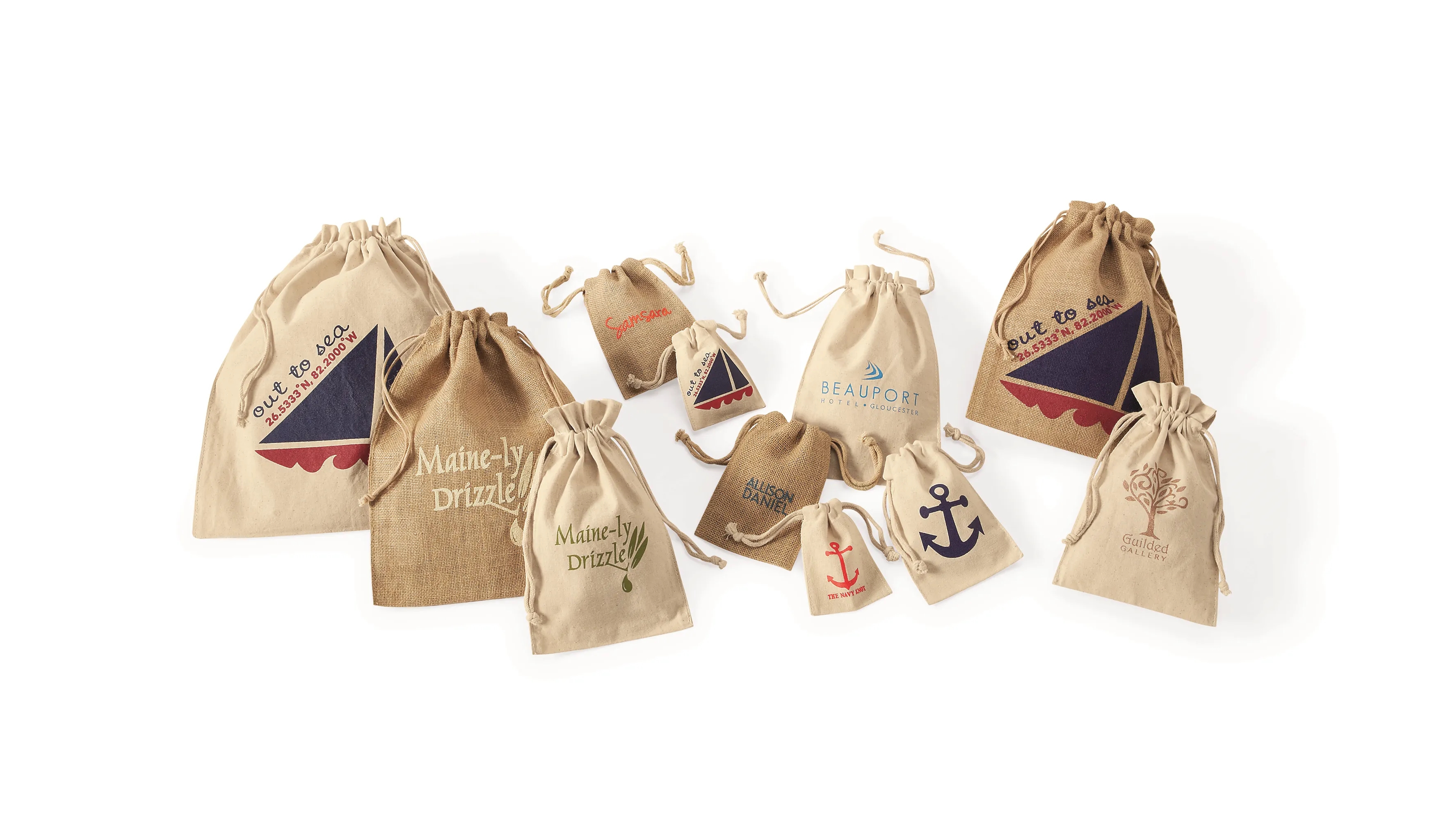 Canvas & Jute Drawstring Pouches