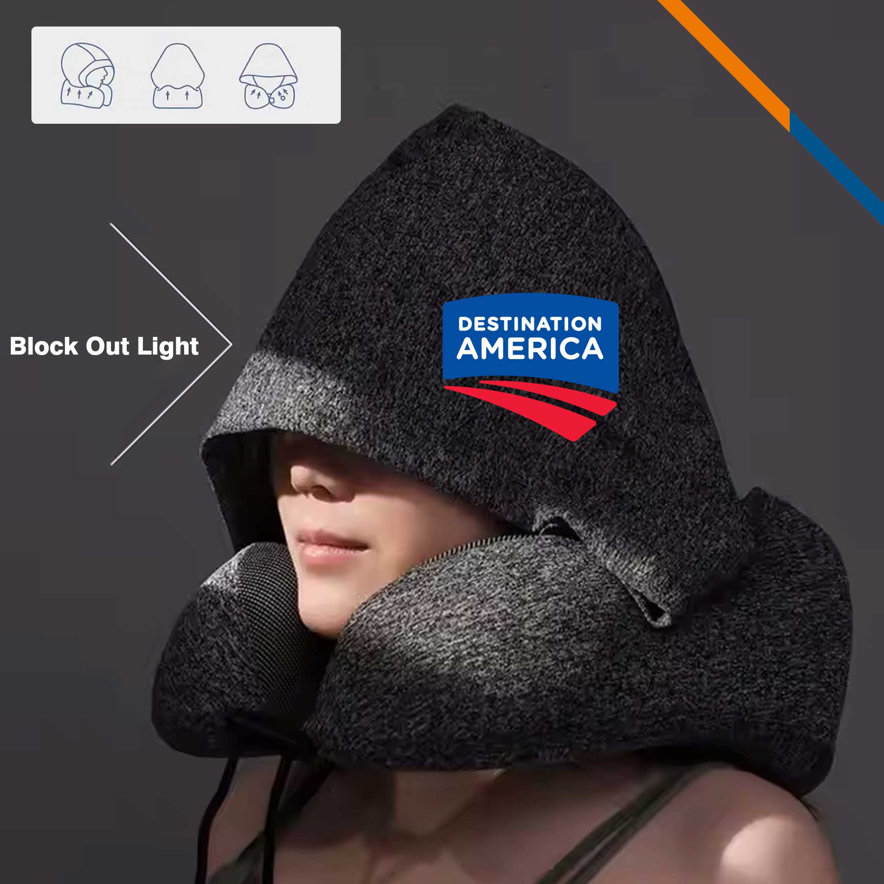 Bline Hooded U-shaped Neck Pillow 10