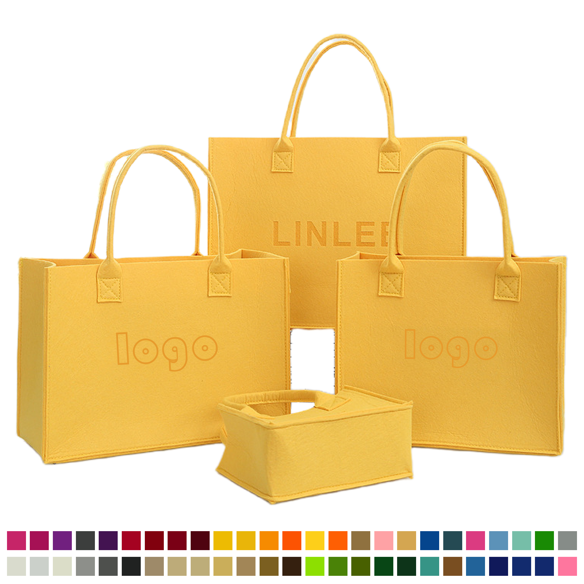 Colorful Felt Tote Bag for Work School Travel, custom tote bag with logo imprint 3