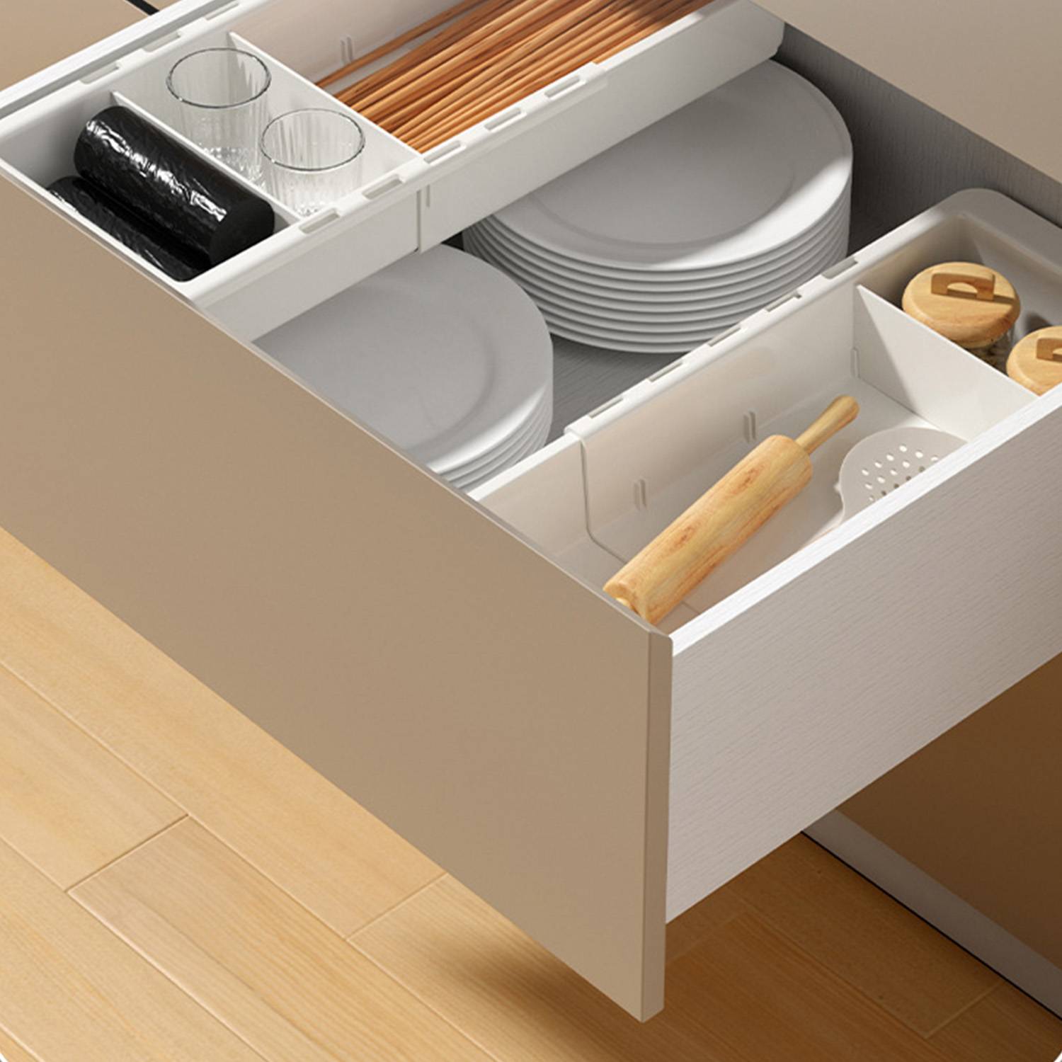 Plastic Retractable divider storage basket 5