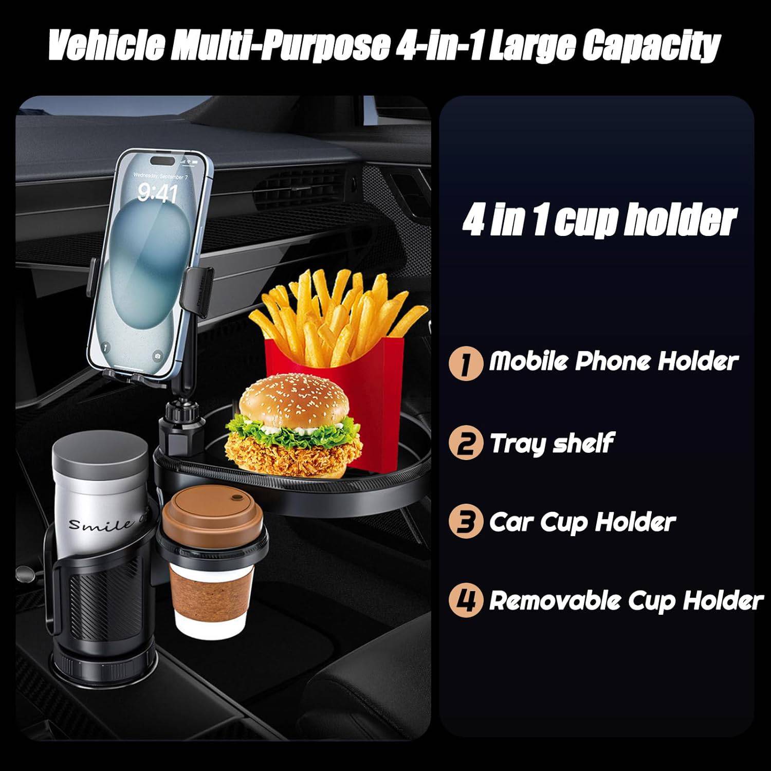 Multi-functional Car Dining Plate Water Cup Beverage Rack 7
