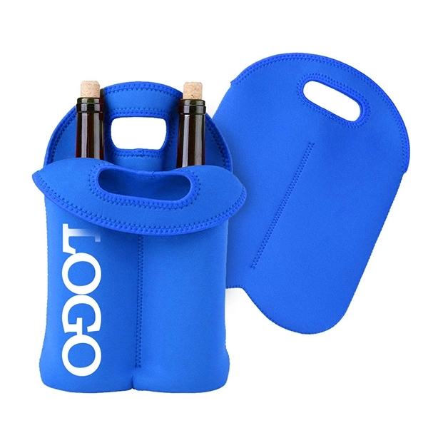 custom 2 bottle neoprene wine tote 3