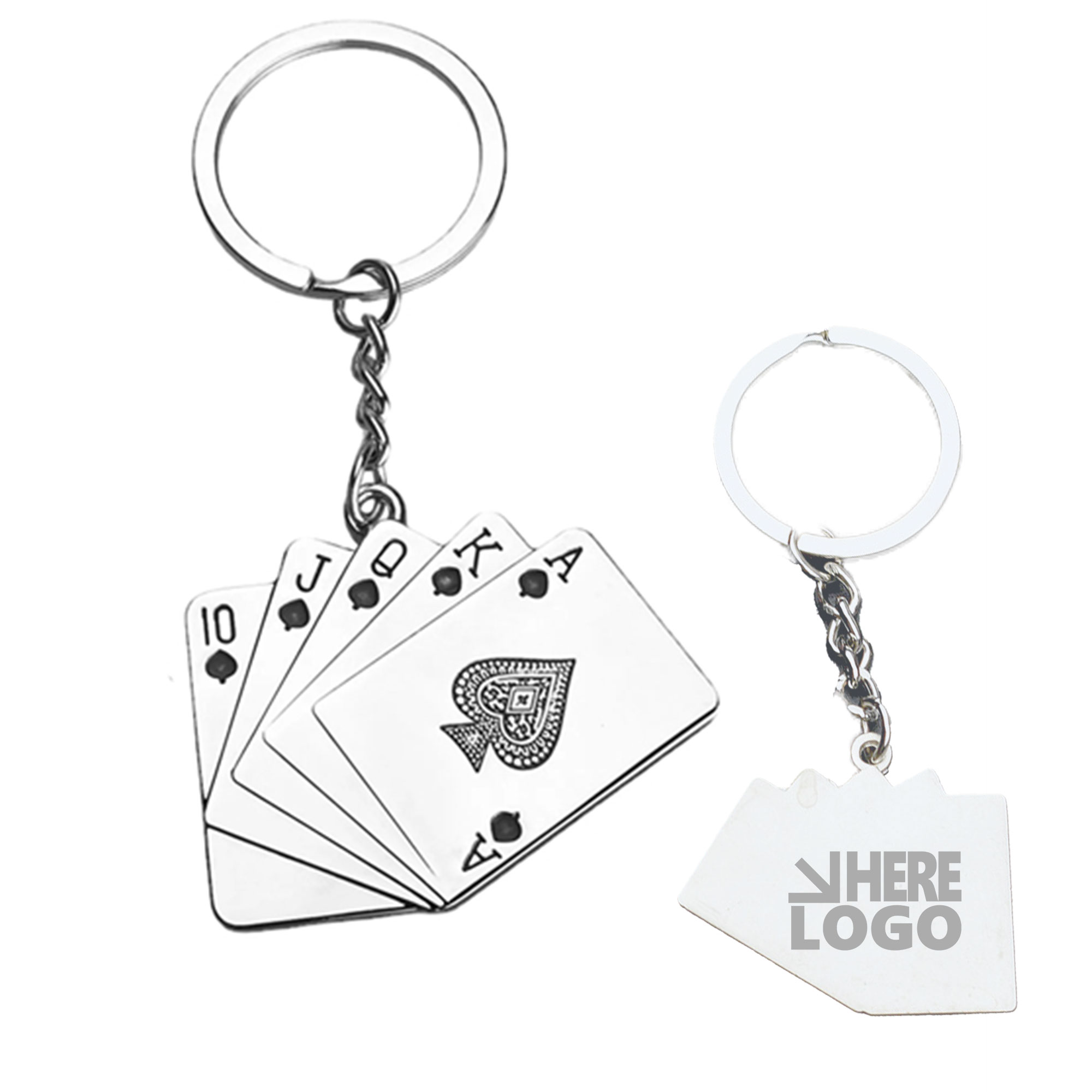 MOQ 20 Metal Key Chain With Playing Poker Cards 1