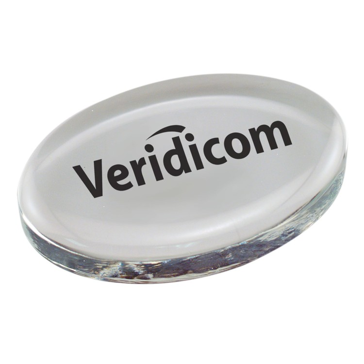 Clear Glass Paperweight - Screen Printed 2