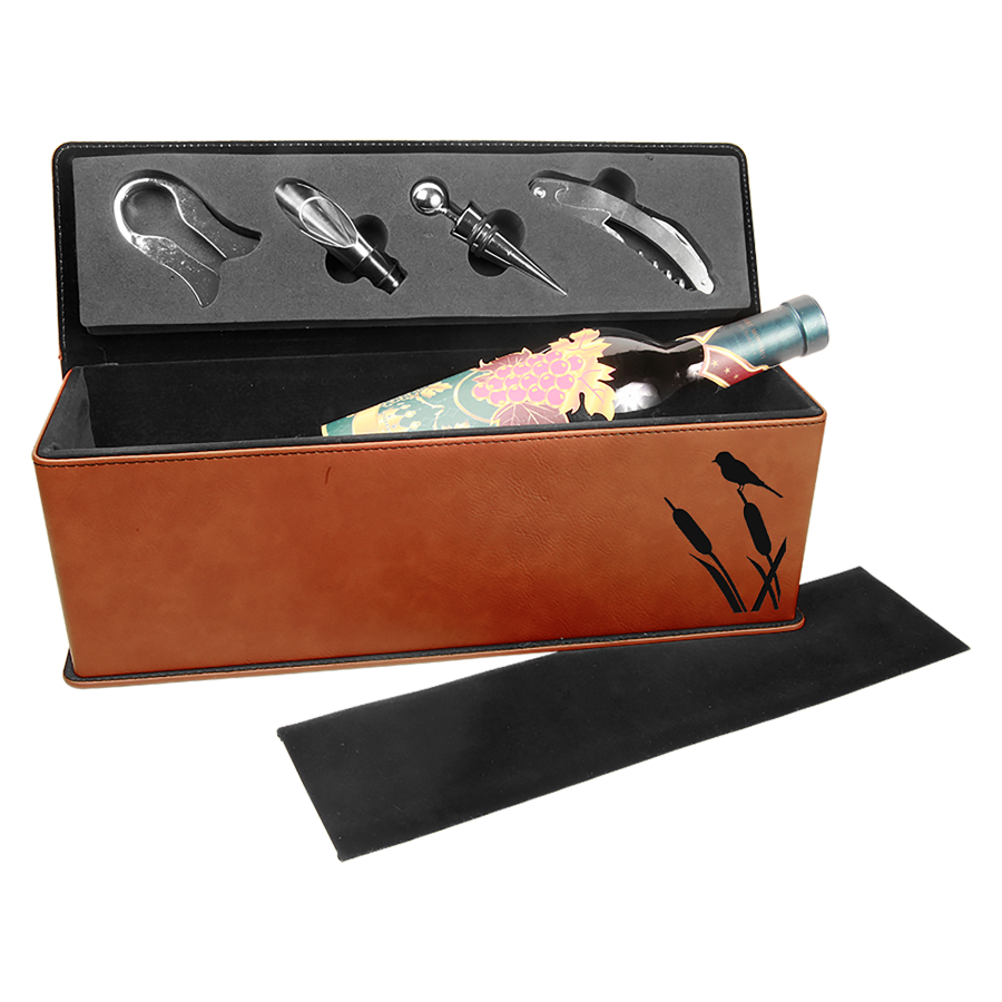 Rawhide Leatherette Single Wine Box with Tools 2