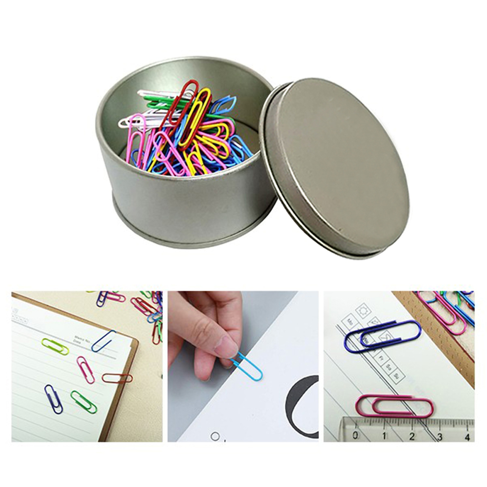 Multicolor Paper Clips w/Tin Container 4