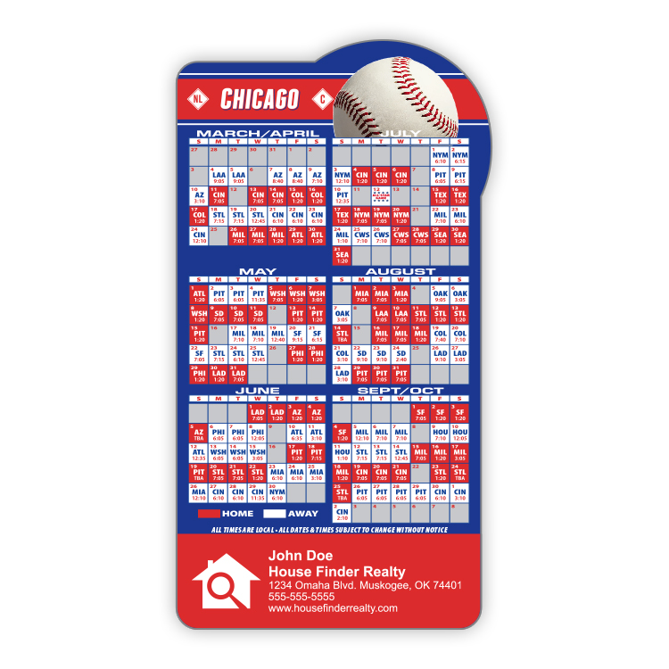 Magnet Sport Schedules - Baseball Shape (3.875x7.25) - 20 mil. 3