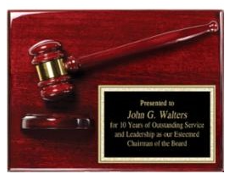 Rosewood Gavel Plaque 9" x 12" Award