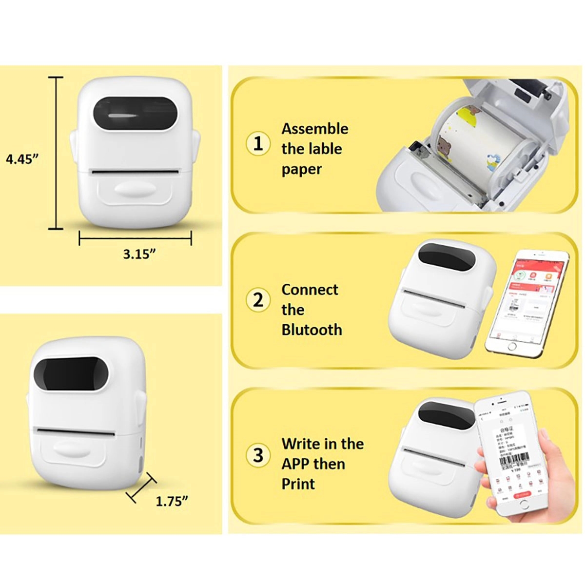 Pocket Thermal Printer With 1 Rolls Paper 2