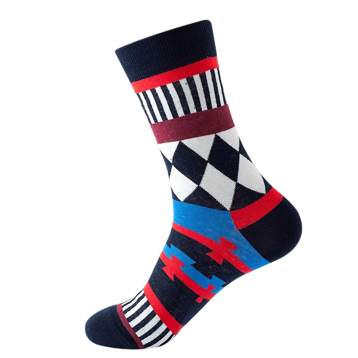 Cotton Crew Socks with Jacquard Pattern 87