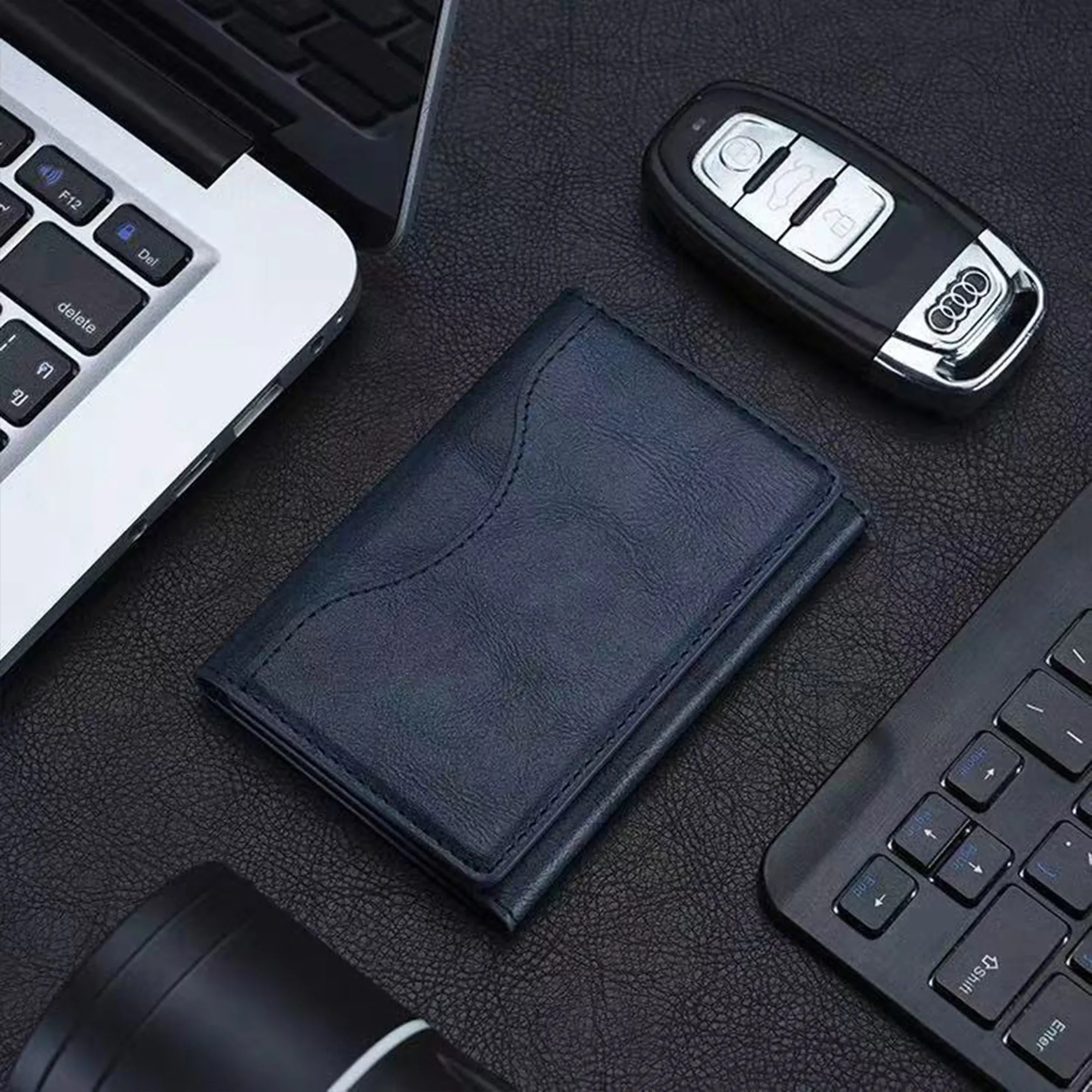 Triple Fold Magnetic Leather Card Holder 13