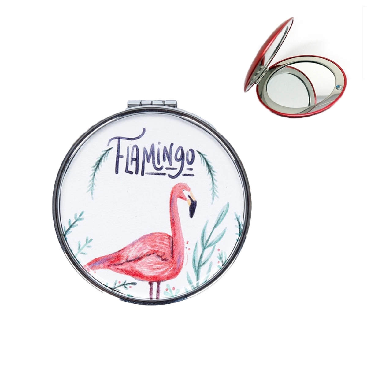 MOQ 100PCS Full Color Flip Round Mirror 2