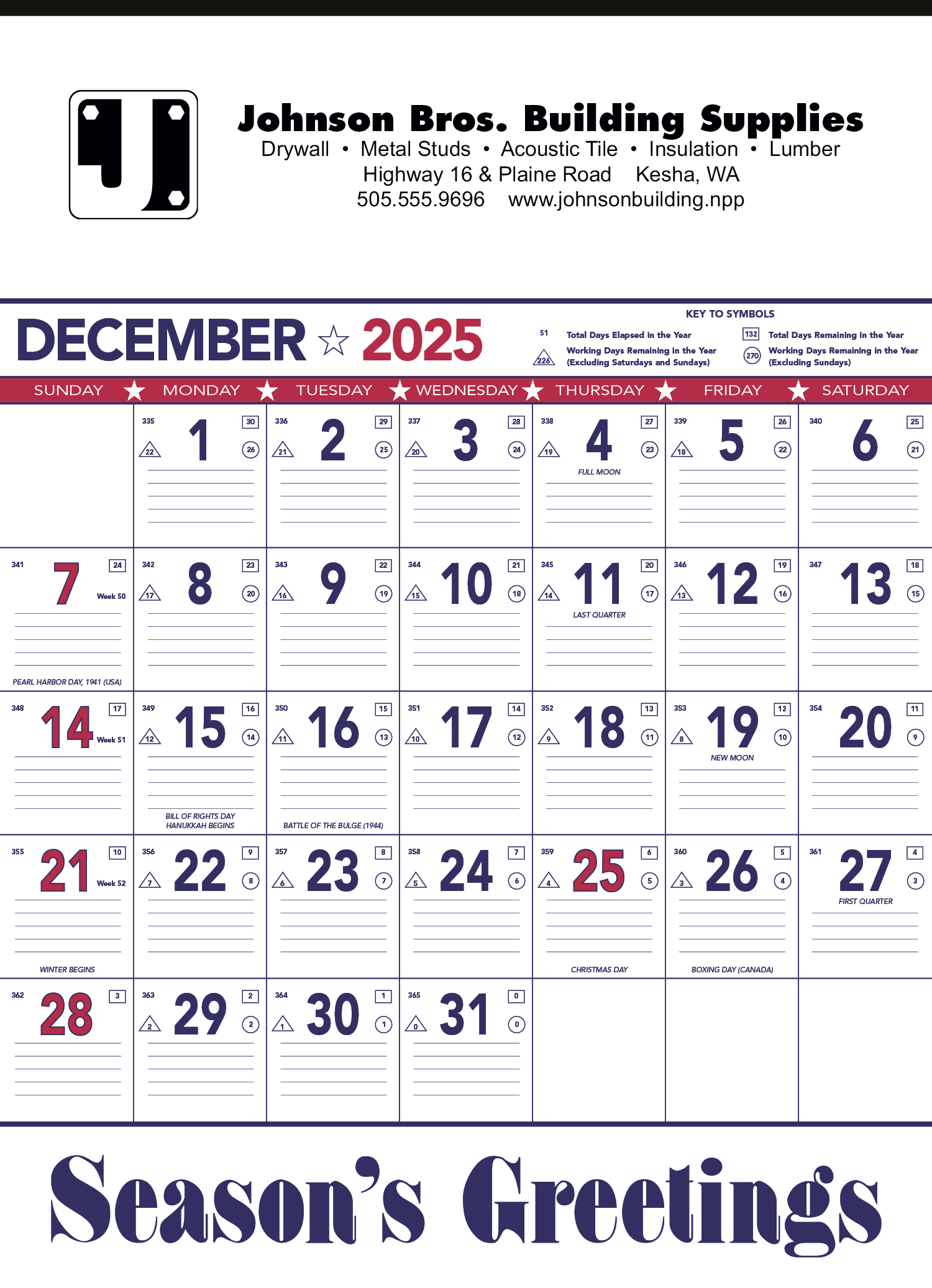 Triumph® Calendars Patriotic Contractor Memo Calendar 4
