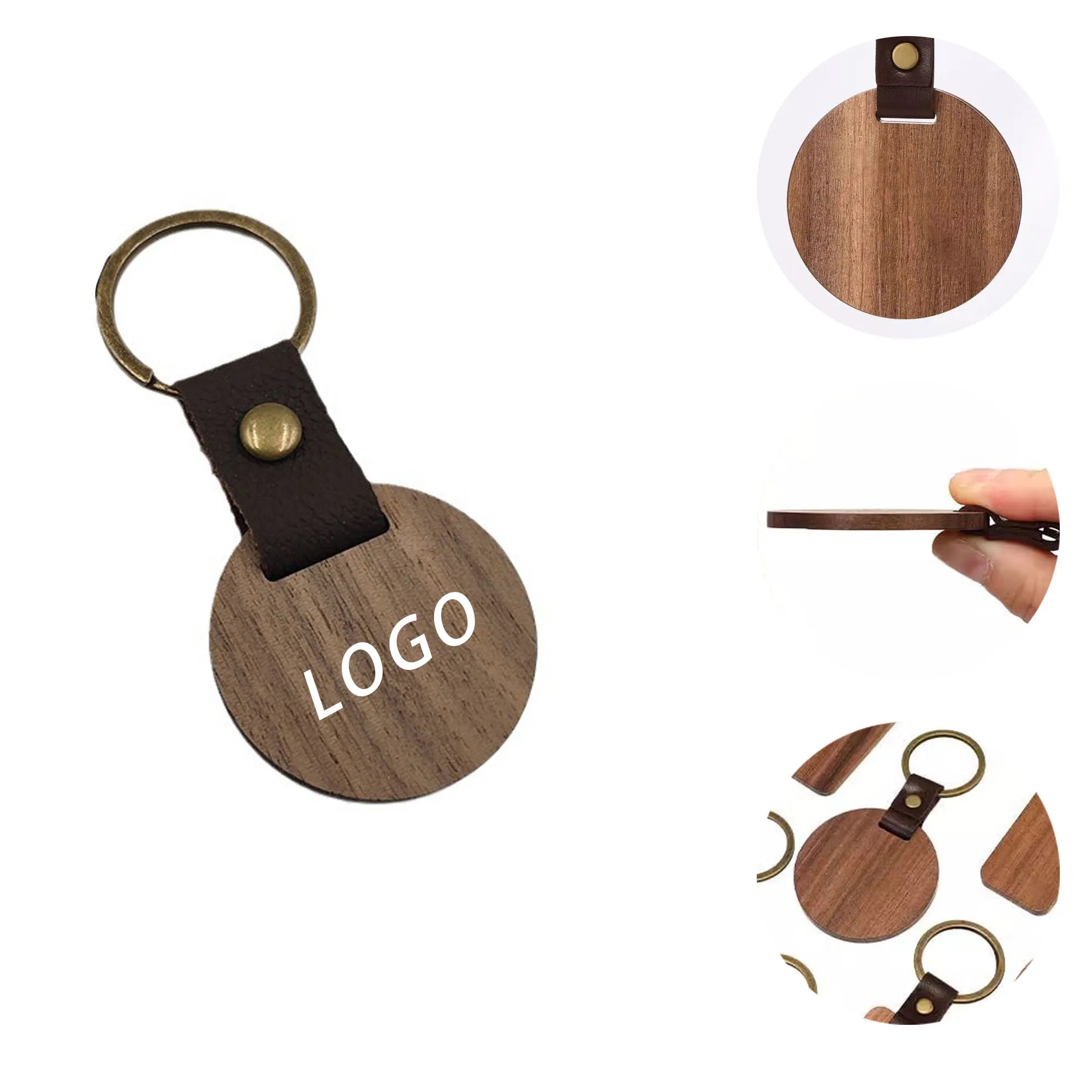 Wooden Keychain With Logo For Carrying