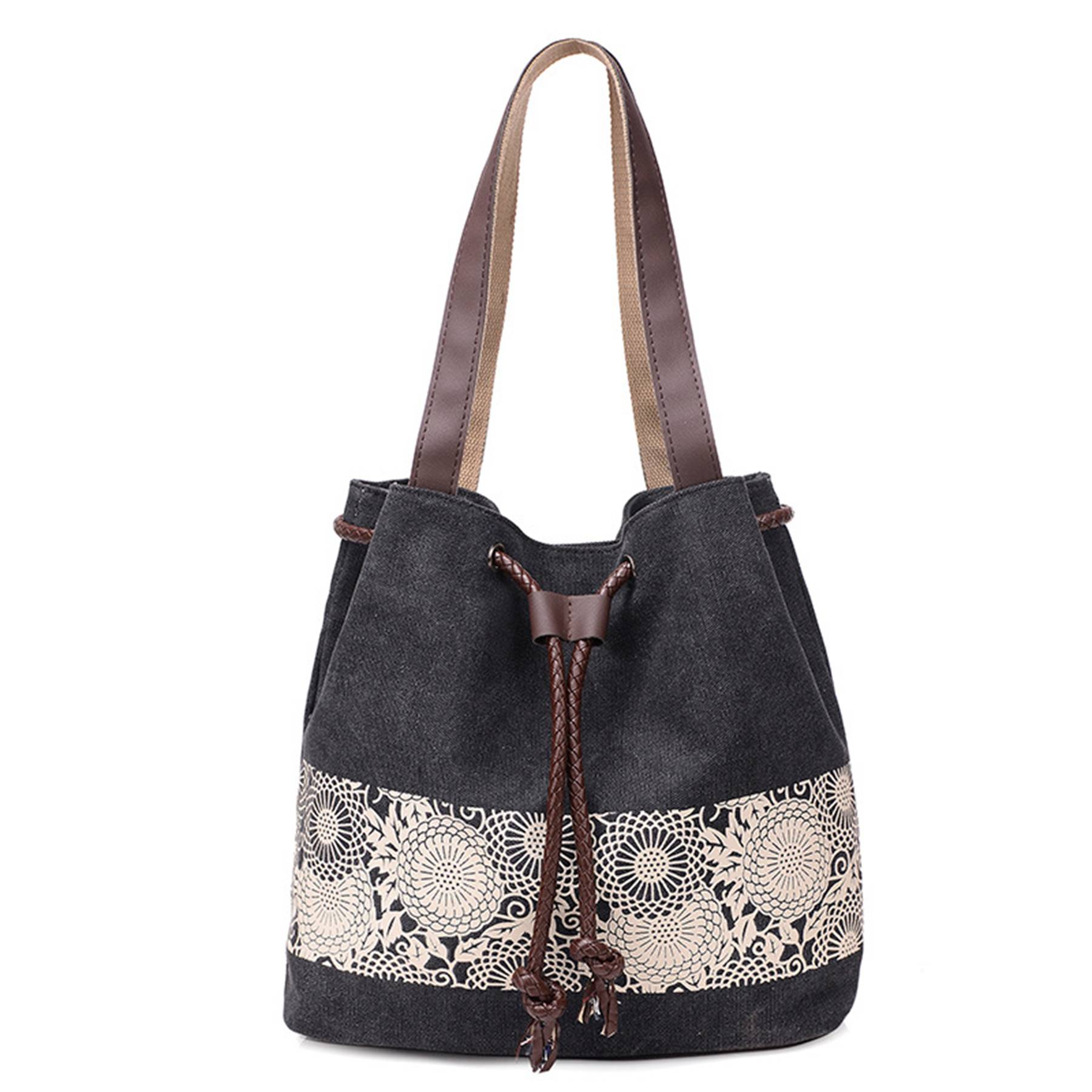 Women Printing Drawstring Canvas Tote Bags 3