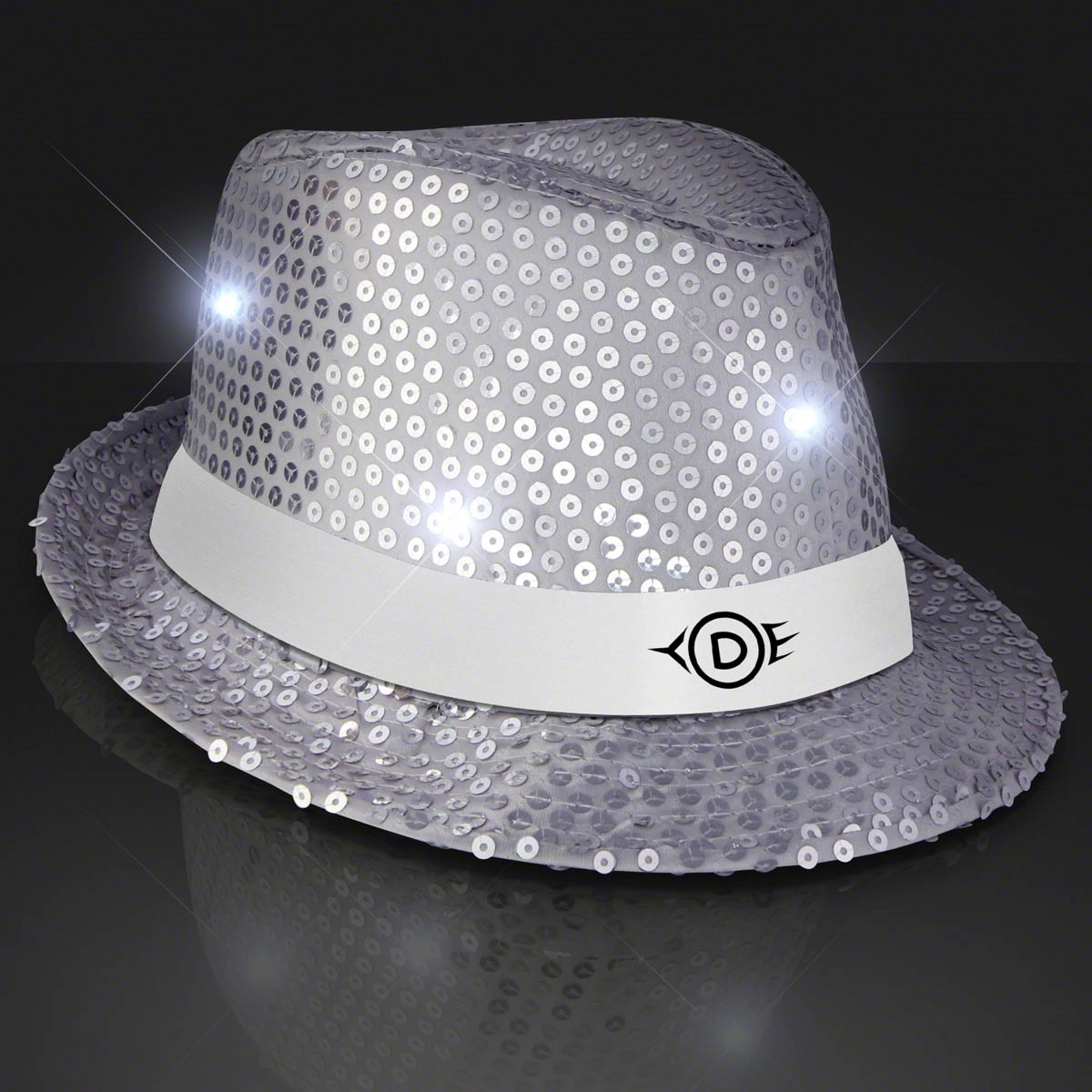 Shiny Single Colored Fedora Hats with White Bands 12