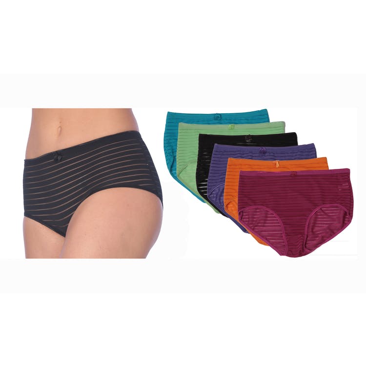Women's Mid-Rise Panties - Striped Nylon/Spandex Sizes 5-7 2
