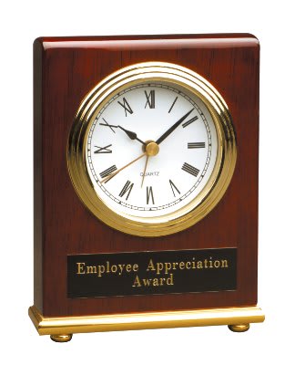 4" x 5" Rosewood Piano Finish Rectangle Desk Clock 2
