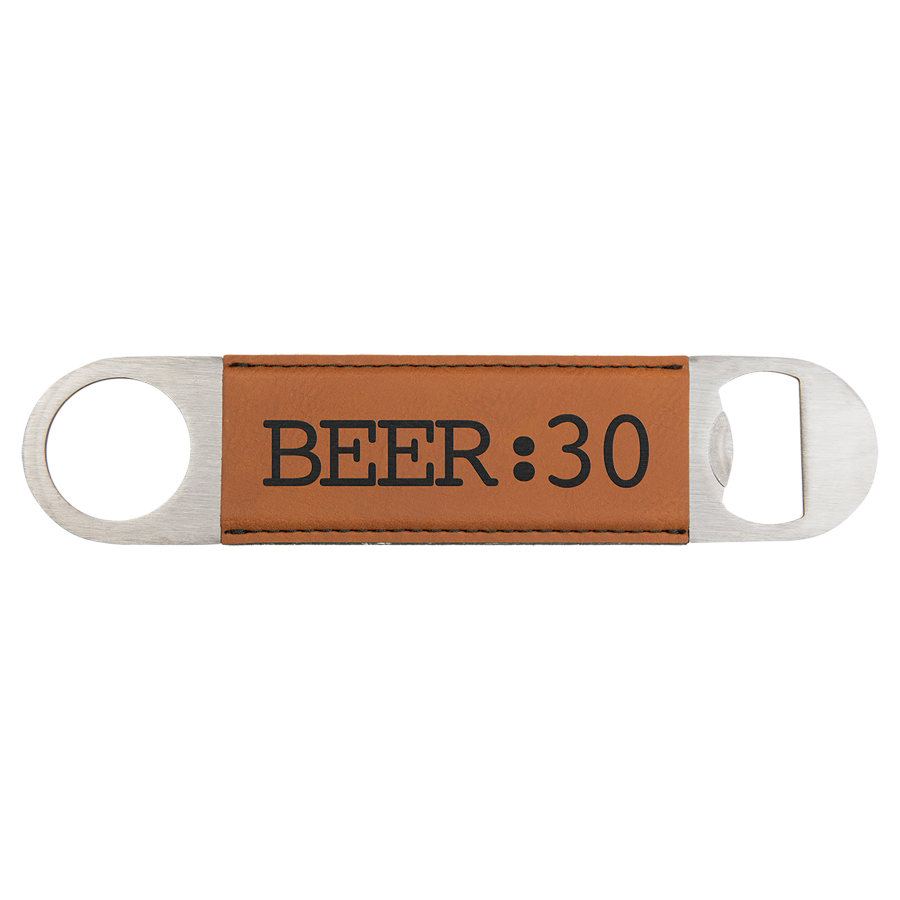 1 1/2" x 7" Rawhide Leatherette Bottle Opener 1