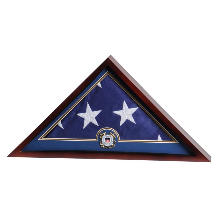 US Flag Display Case with Coast Guard Medallion - Display Case with Flag 1