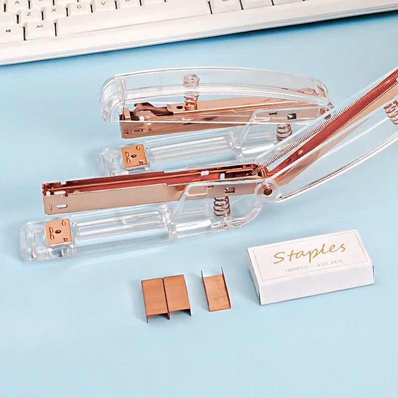 Rose Gold Transparent Desktop Stapler 1
