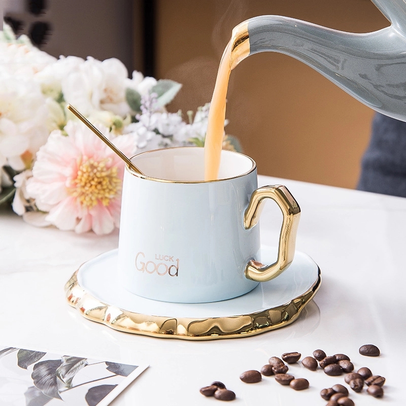 Custom 6 oz Ceramic Coffee Mug Saucer Set 4