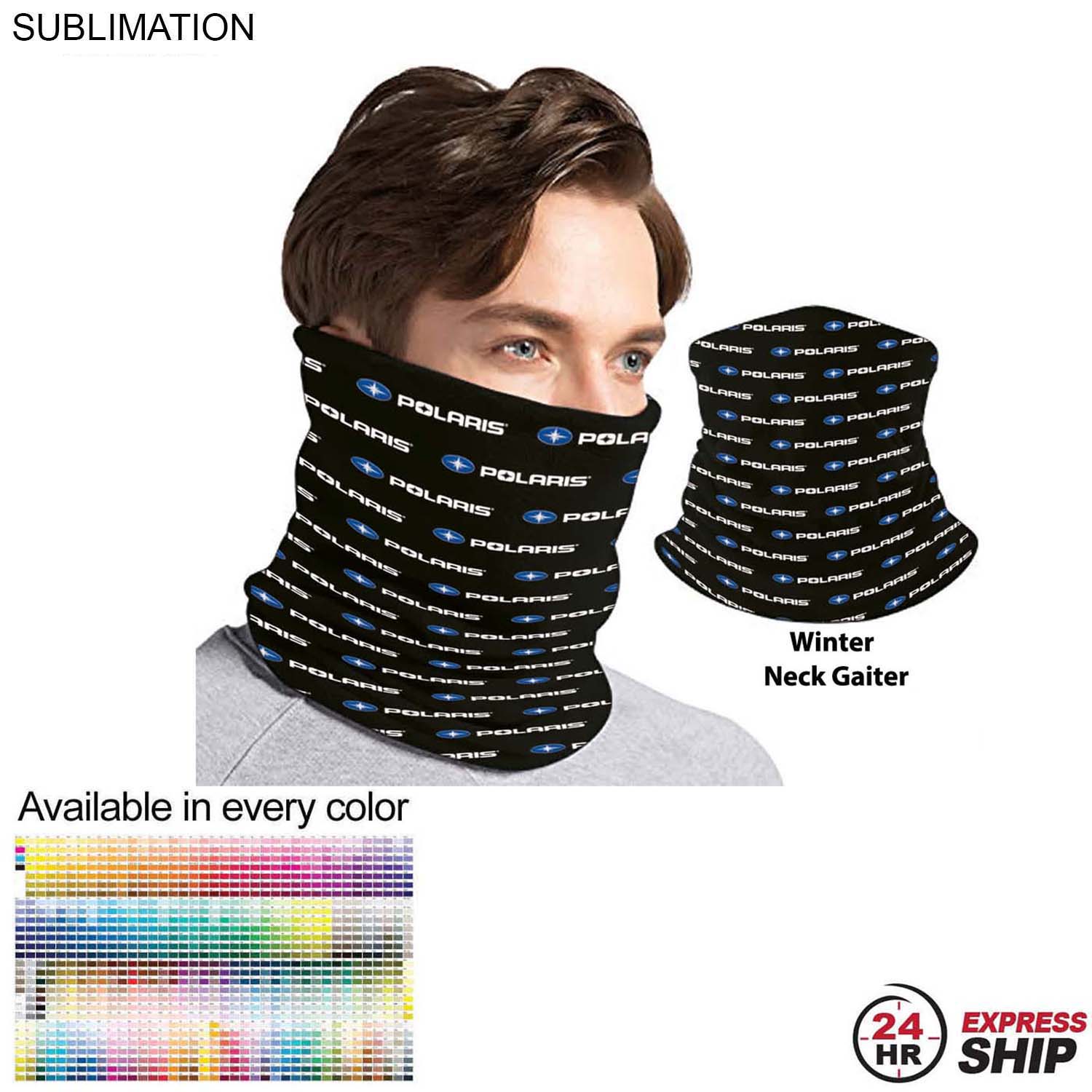 24 Hr Express Ship - Sublimated Multifunction Tubular 2-ply WINTER Neck Gaiter (Microfleece) 2
