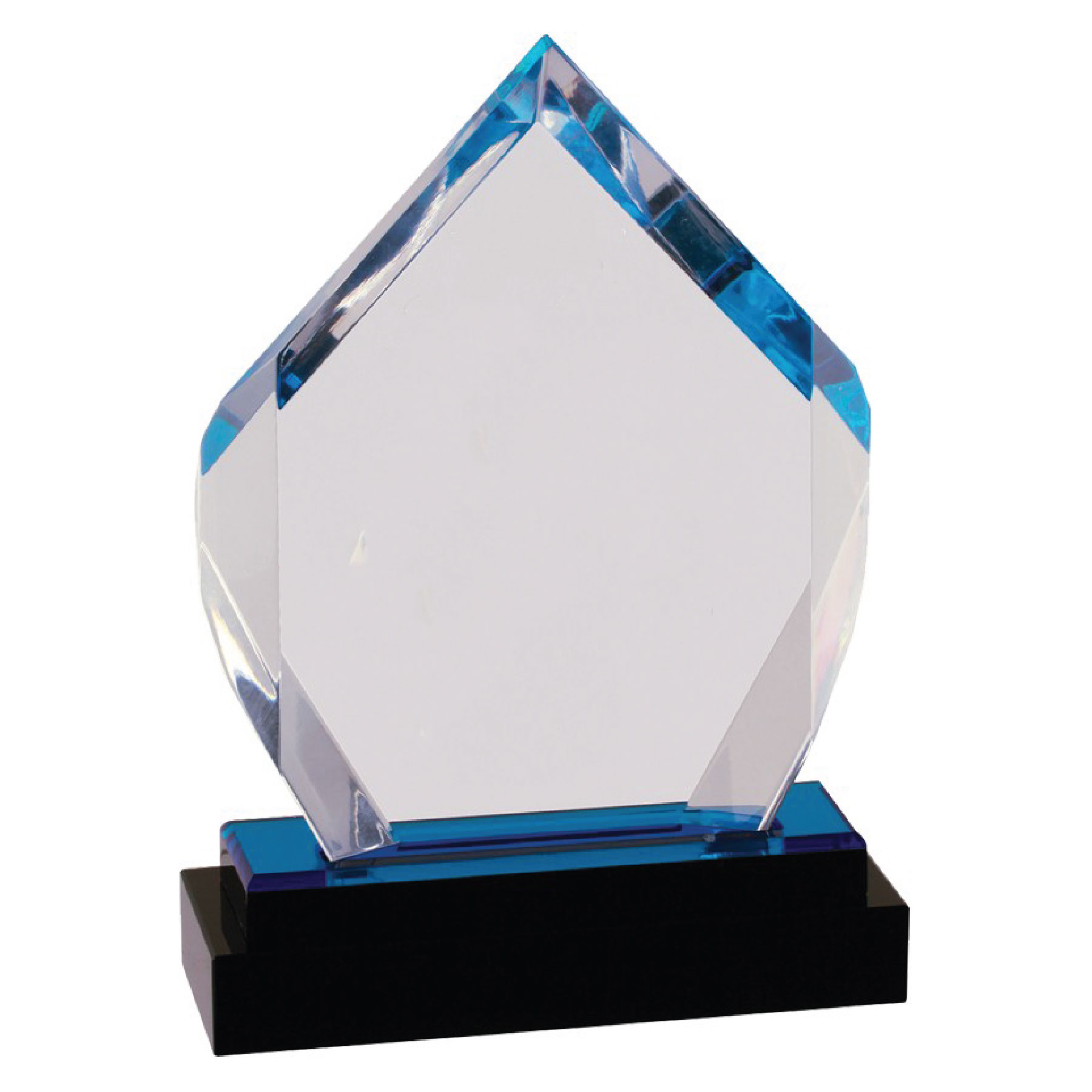 7" Blue Fusion Diamond Impress Acrylic w/ Black Glass Base 4