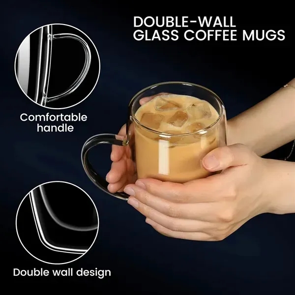Double Walled Coffee Glass with Handle 15 oz Capacity 2