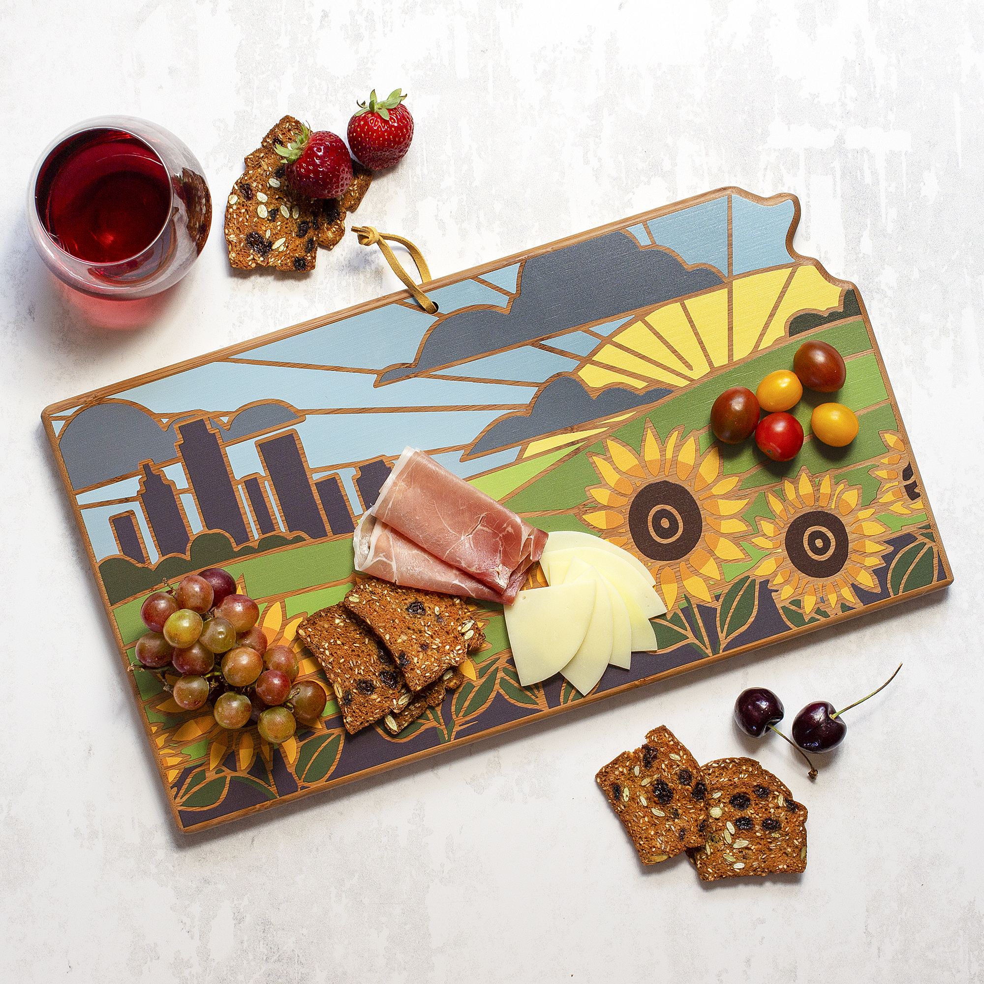 Kansas State Shaped Serving and Cutting Board with Artwork by Summer Stokes 4