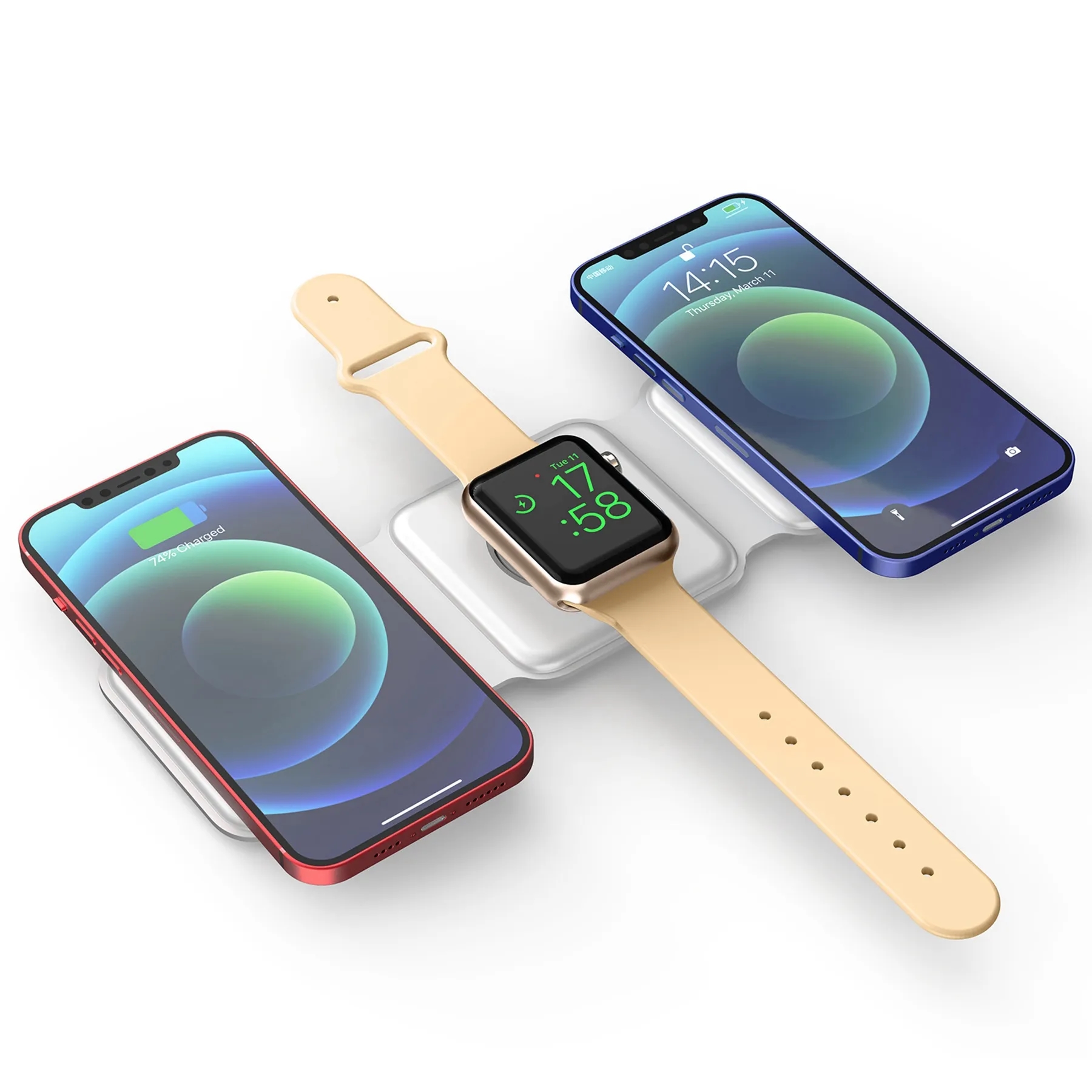 15W 3-in-1 Magnetic Wireless Charger with Foldable Qi Stand 4