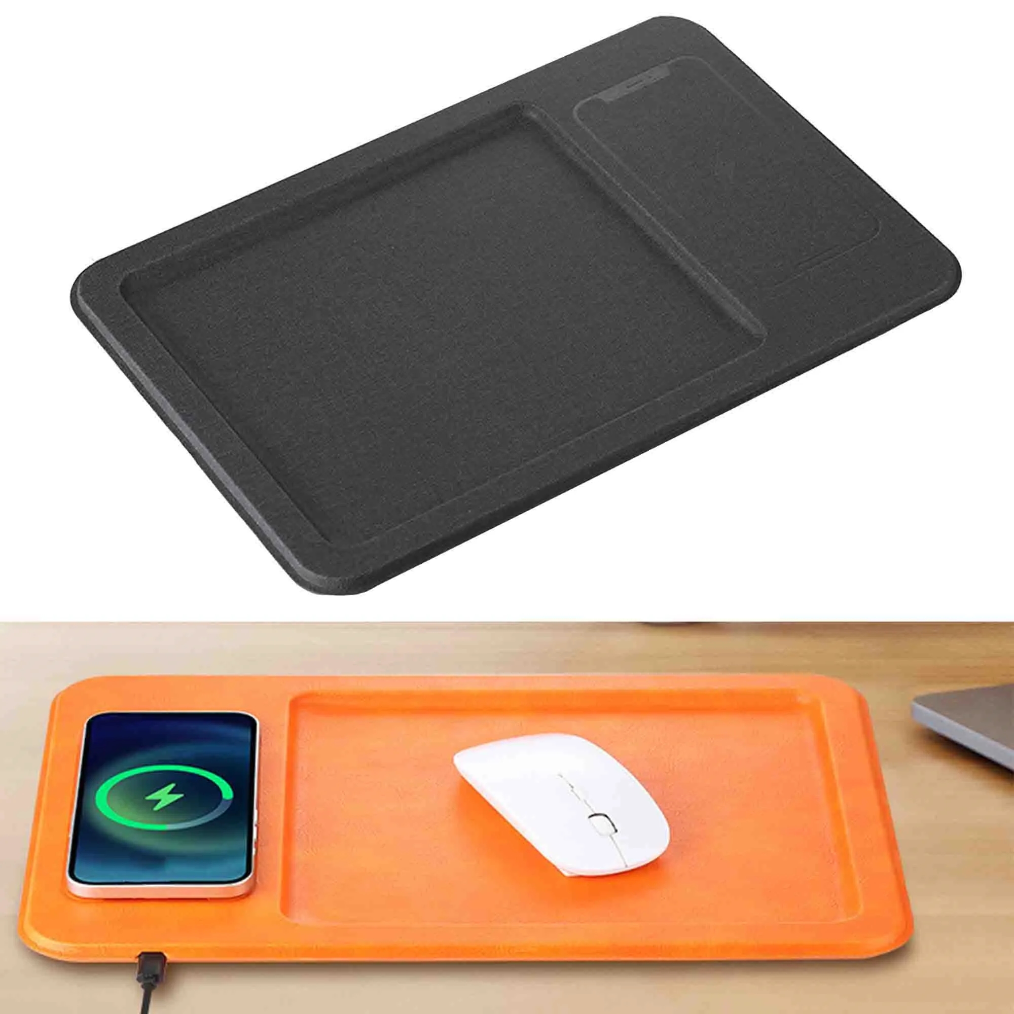 PU Leather Wireless Charger Station and Valet Tray 2