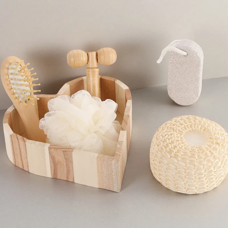 Romantic Wooden Bath Set with Massager for Hotel Amenities 3