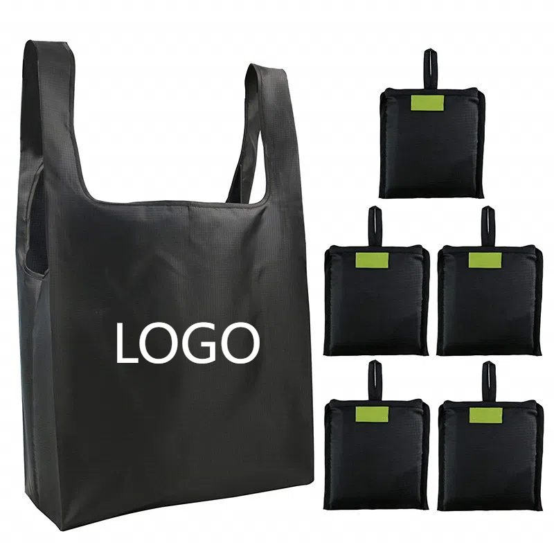 Reusable nylon foldable supermarket shopping bag wholesale custom eco friendly polyester folding bag 1