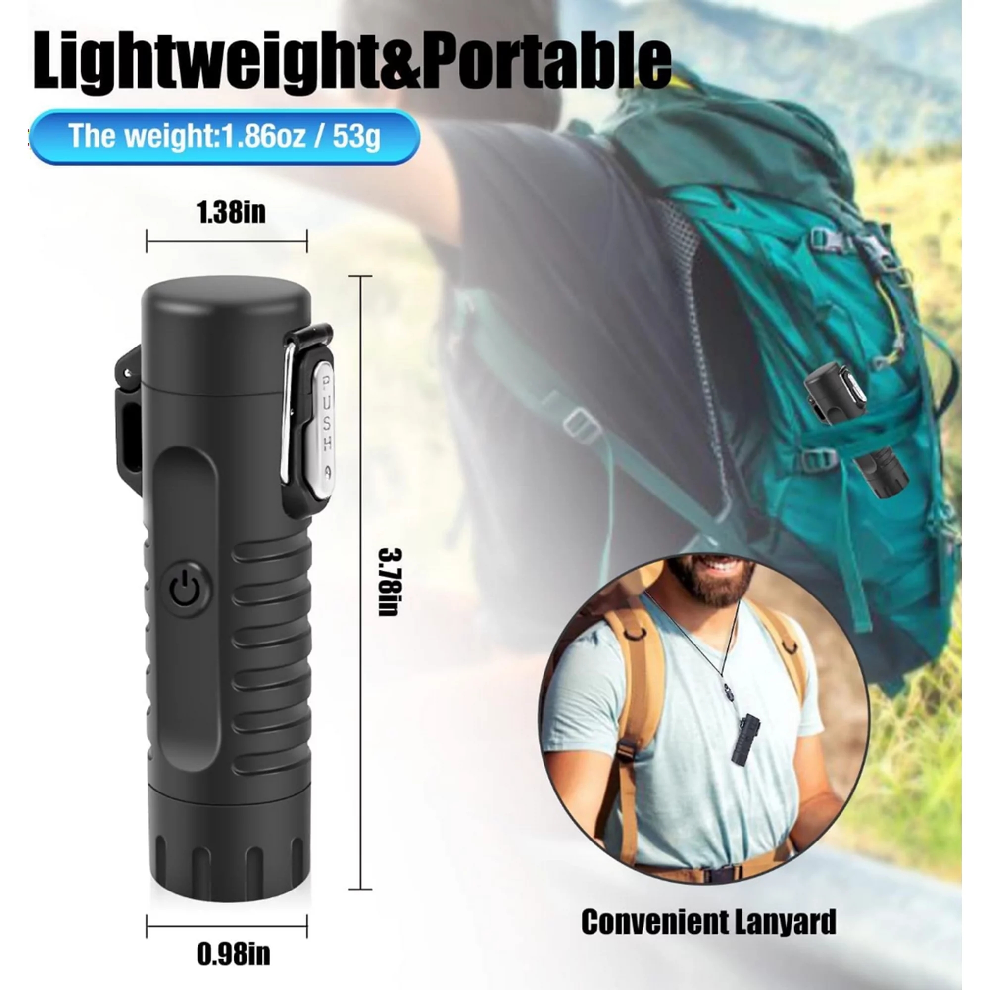 Outdoor USB Rechargeable Dual Arc Lighter Flashlight 3