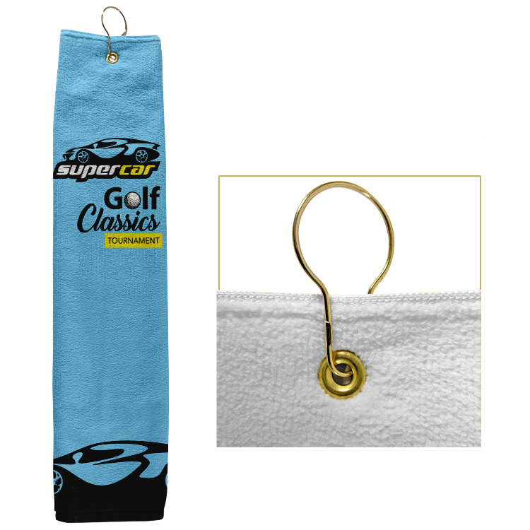 Large Custom Full Color Grommeted Tri-Fold Golf Towel 9