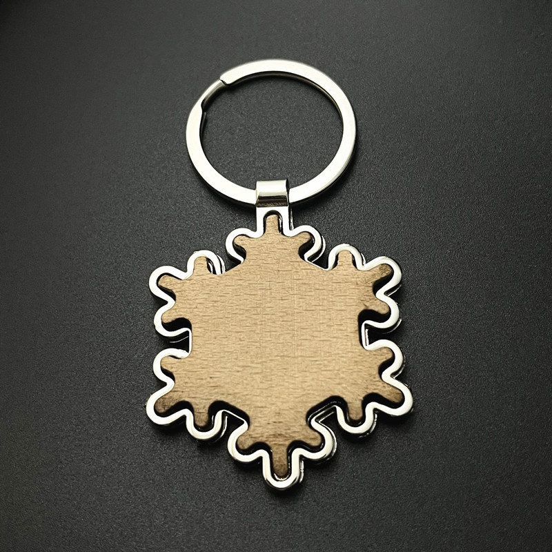 Snowflake Wood Keychain 2