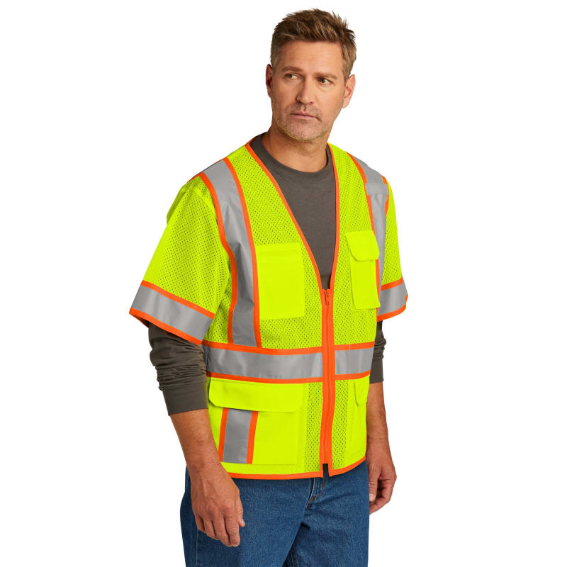 CornerStone ANSI 107 Class 3 Surveyor Mesh Zippered Two-Tone Short Sleeve Vest. 5