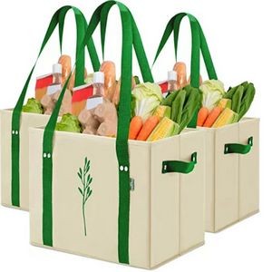 Heavy Duty Reusable Shopping Bags With Box Shape to Stand Up 4
